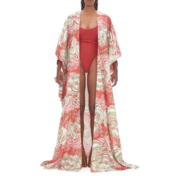 Andrea Iyamah Other - Andrea Iyamah Gamba Abstract Mushroom Red Cream Patterned Kimono NWT O/S